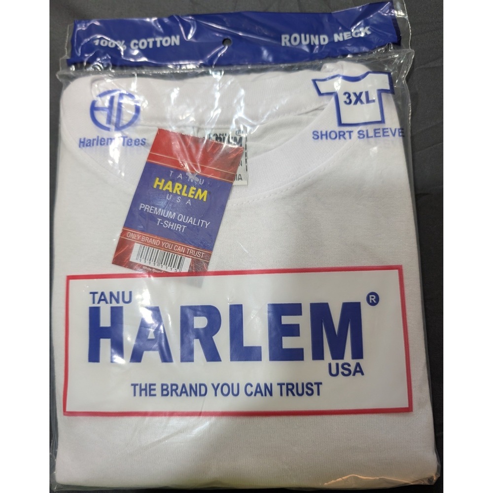 Tanu Harlem USA Premium Quality T-Shirt White 100% Cotton 3XL New - Picture 1 of 2